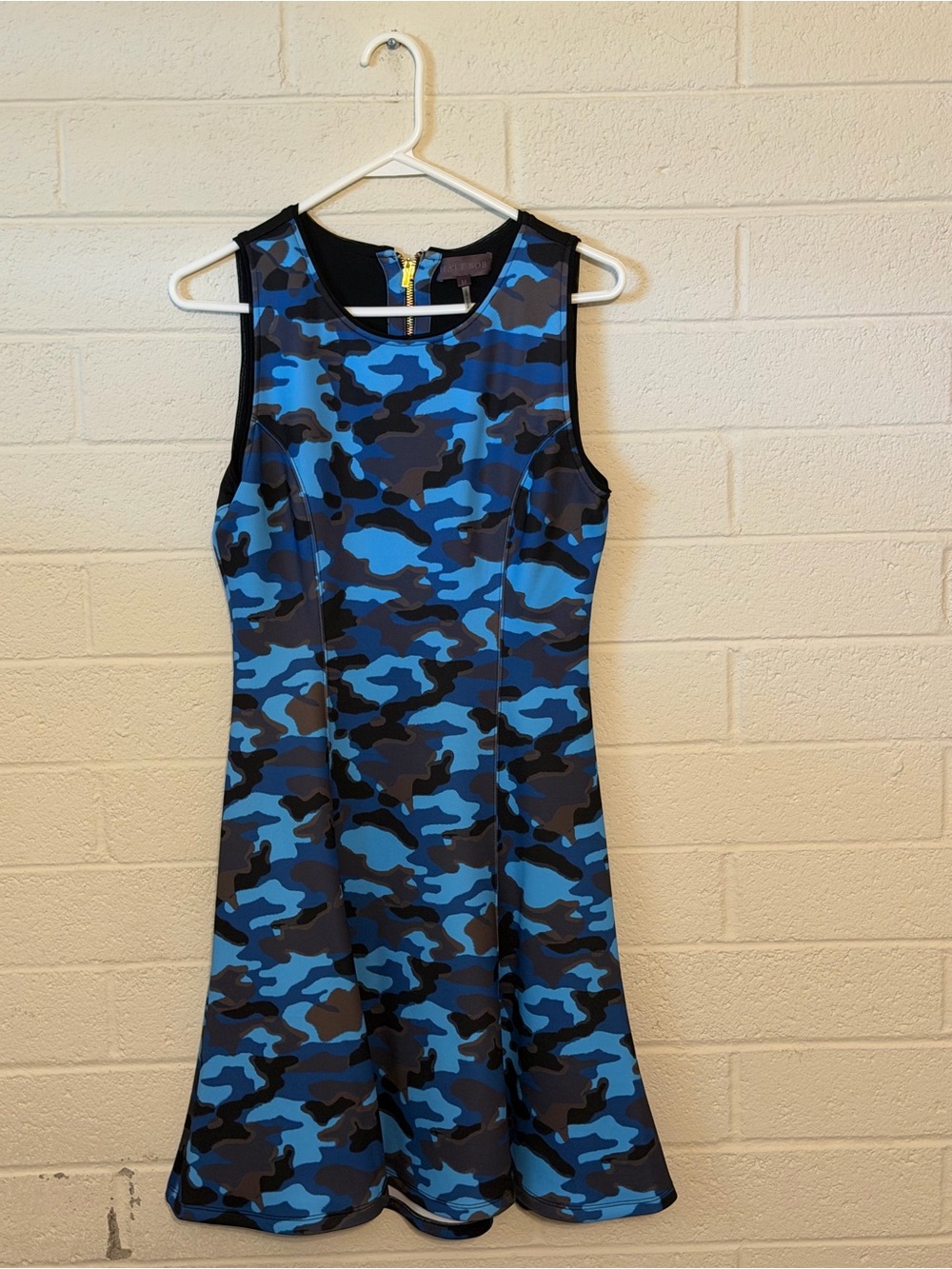 Hale Bob "Leah" Blue Camouflage Neoprene Dress